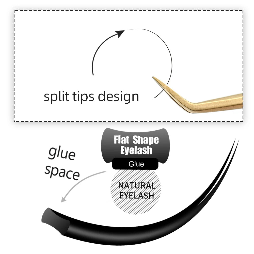 NAGARAKU Flat Ellipse Eyelash Split Tips Matte Gray Black Color Super Soft Gentle Natural Eyelash Extension Flat Shape Lashes