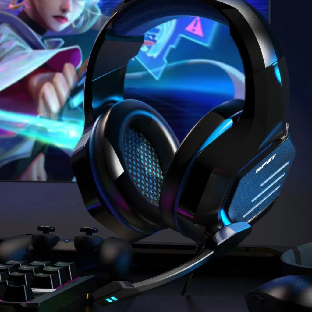 NPET HS10 3.5mm Wired Gaming Headphones With Microphone 120° Adjustable PC Bass Stereo Gamer Headset For PS4 PS5 Xbox Smartphone