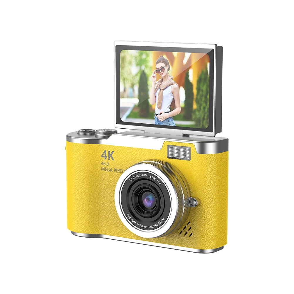 4K Digital Camera 48MP Compact Small Camera 8X Zoom Vlogging Camera 180 Flip Screen Video Camcorder for Teens Adult Beginner
