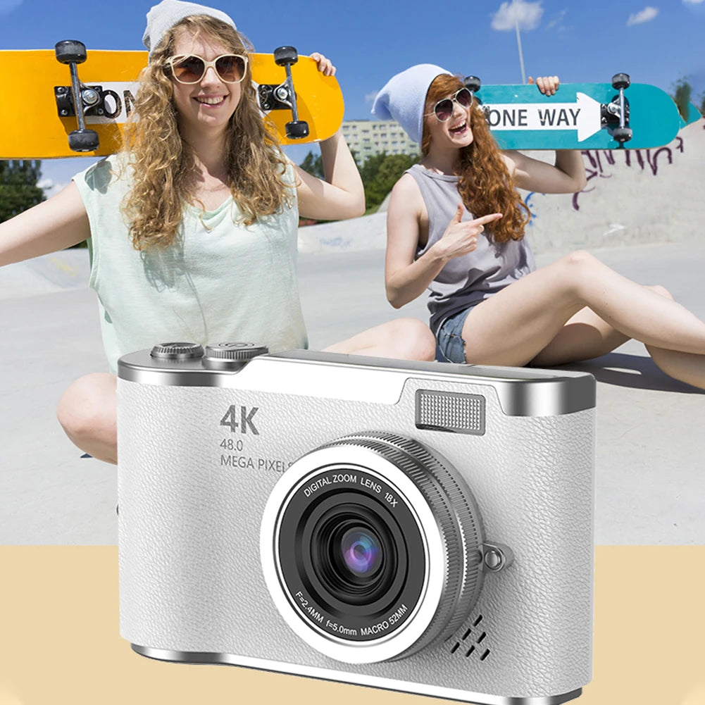 4K Digital Camera 48MP Compact Small Camera 8X Zoom Vlogging Camera 180 Flip Screen Video Camcorder for Teens Adult Beginner