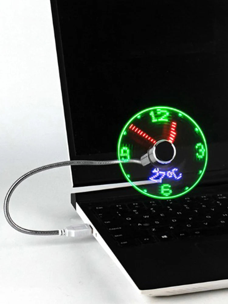 Clock Fans Time Temperature Display Small Night Light DC 5V Portable Gadgets Flexible Gooseneck LED Clock for Laptop PC Notebook