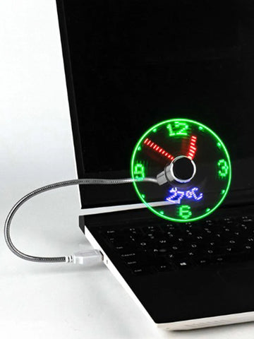 Clock Fans Time Temperature Display Small Night Light DC 5V Portable Gadgets Flexible Gooseneck LED Clock for Laptop PC Notebook