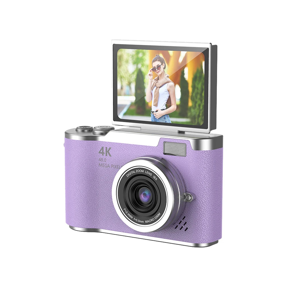 4K Digital Camera 48MP Compact Small Camera 8X Zoom Vlogging Camera 180 Flip Screen Video Camcorder for Teens Adult Beginner