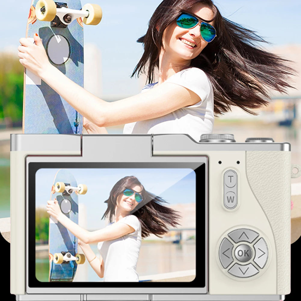 4K Digital Camera 48MP Compact Small Camera 8X Zoom Vlogging Camera 180 Flip Screen Video Camcorder for Teens Adult Beginner