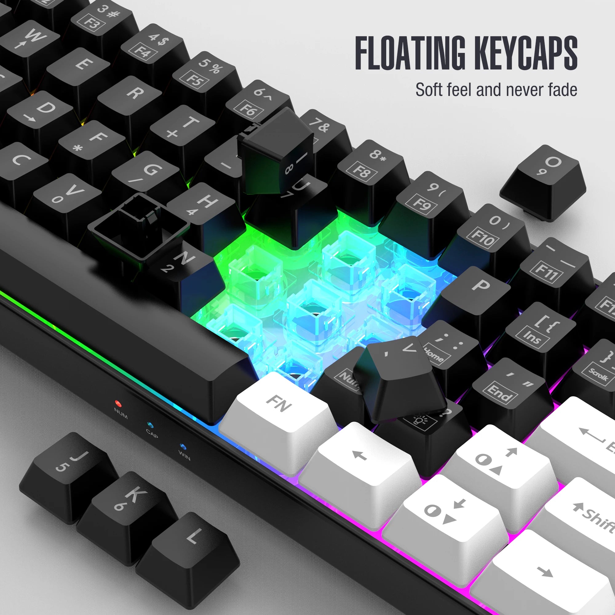 60% wired game keyboard, RGB backlit ultra-small keyboard, waterproof portable, computer/MAC game keyboard