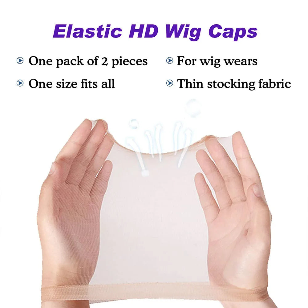 Wholesale 12pcs(6 Packs) Ultra Thin Invisible HD Wig Cap for Lace Front Wigs - Sheer Nylon Stocking Cap Bulk for Women