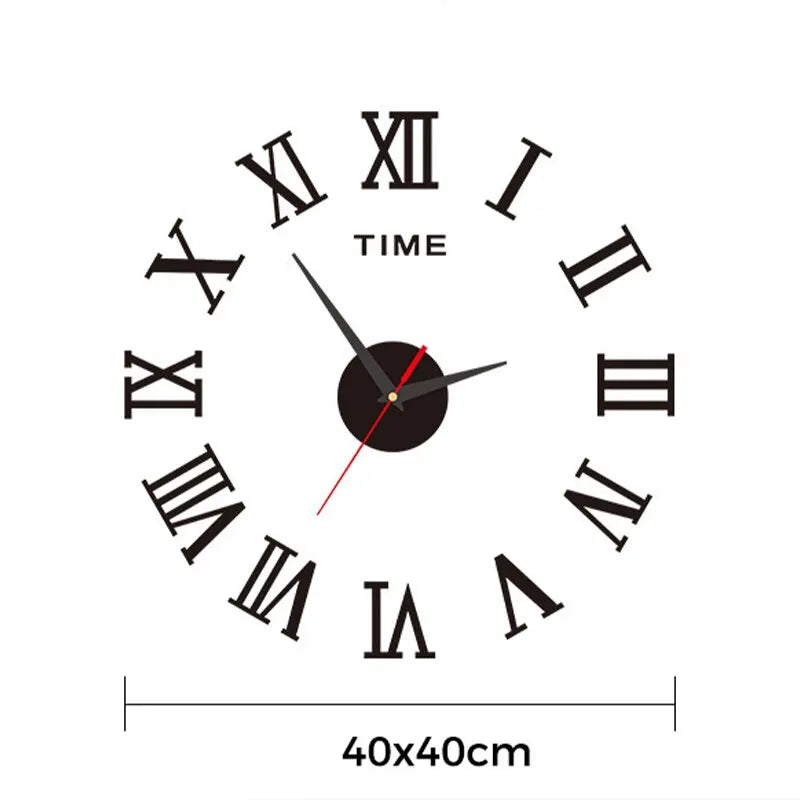 3D Acrylic Digital Wall Clock Roman Numerals Design Mirror Wall Clock Fashion Large Round Wall Clock DIY Self Adhesive Clocks