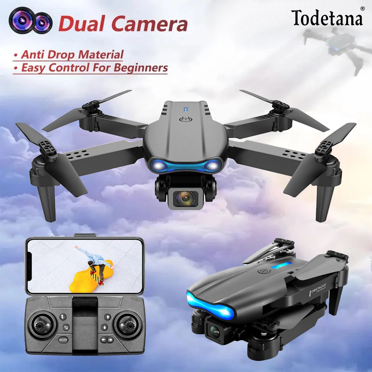 E99 Pro Drone Quadcopter with HD 6K Photography Four Axis RC Handle Altitude Fixation UAV Helicopter Toy for Aerial Photography