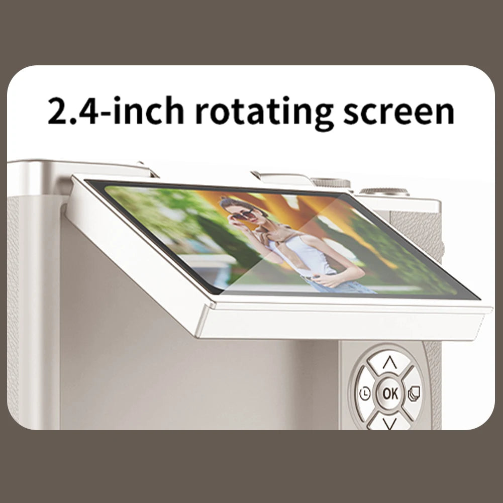 4K Digital Camera 48MP Compact Small Camera 8X Zoom Vlogging Camera 180 Flip Screen Video Camcorder for Teens Adult Beginner