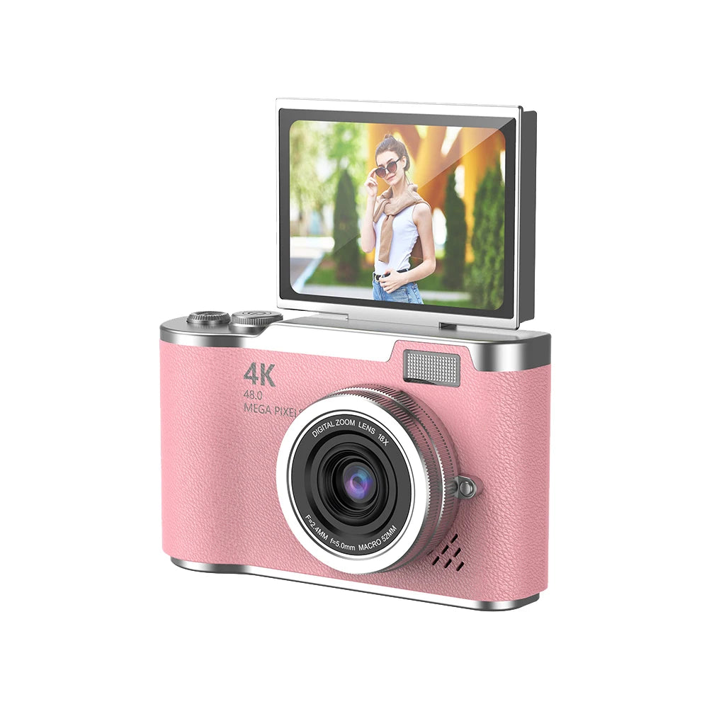 4K Digital Camera 48MP Compact Small Camera 8X Zoom Vlogging Camera 180 Flip Screen Video Camcorder for Teens Adult Beginner