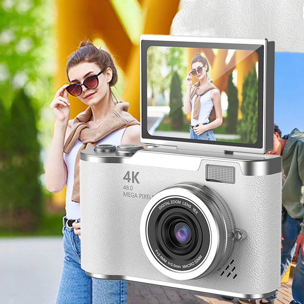 4K Digital Camera 48MP Compact Small Camera 8X Zoom Vlogging Camera 180 Flip Screen Video Camcorder for Teens Adult Beginner
