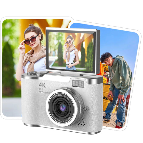 4K Digital Camera 48MP Compact Small Camera 8X Zoom Vlogging Camera 180 Flip Screen Video Camcorder for Teens Adult Beginner