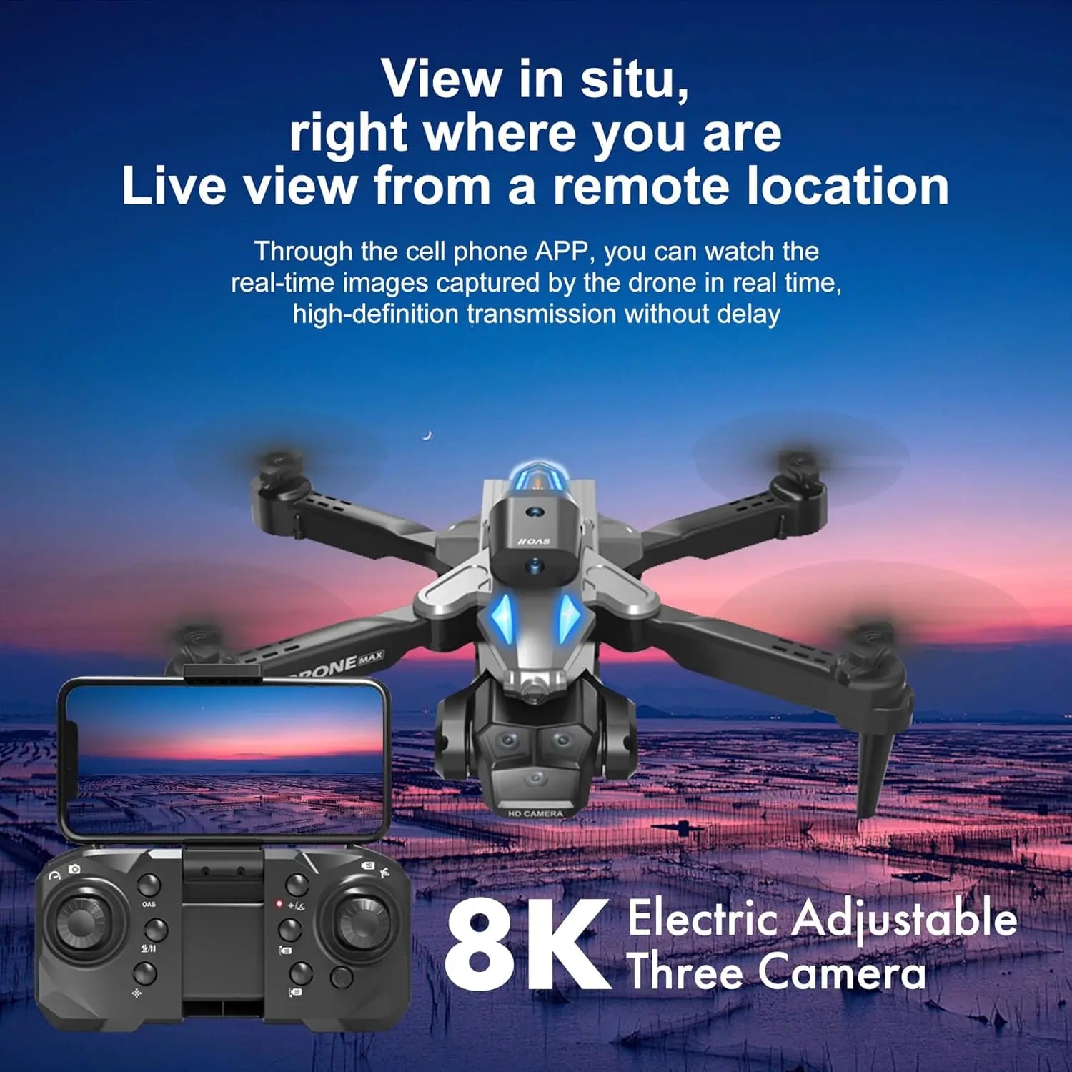 Foldable Camera Drone for Beginners & Adult - Four Direction Obstacle Avoidance, 360° Flips, One-Key Take Off/ Landing, 3D Flips